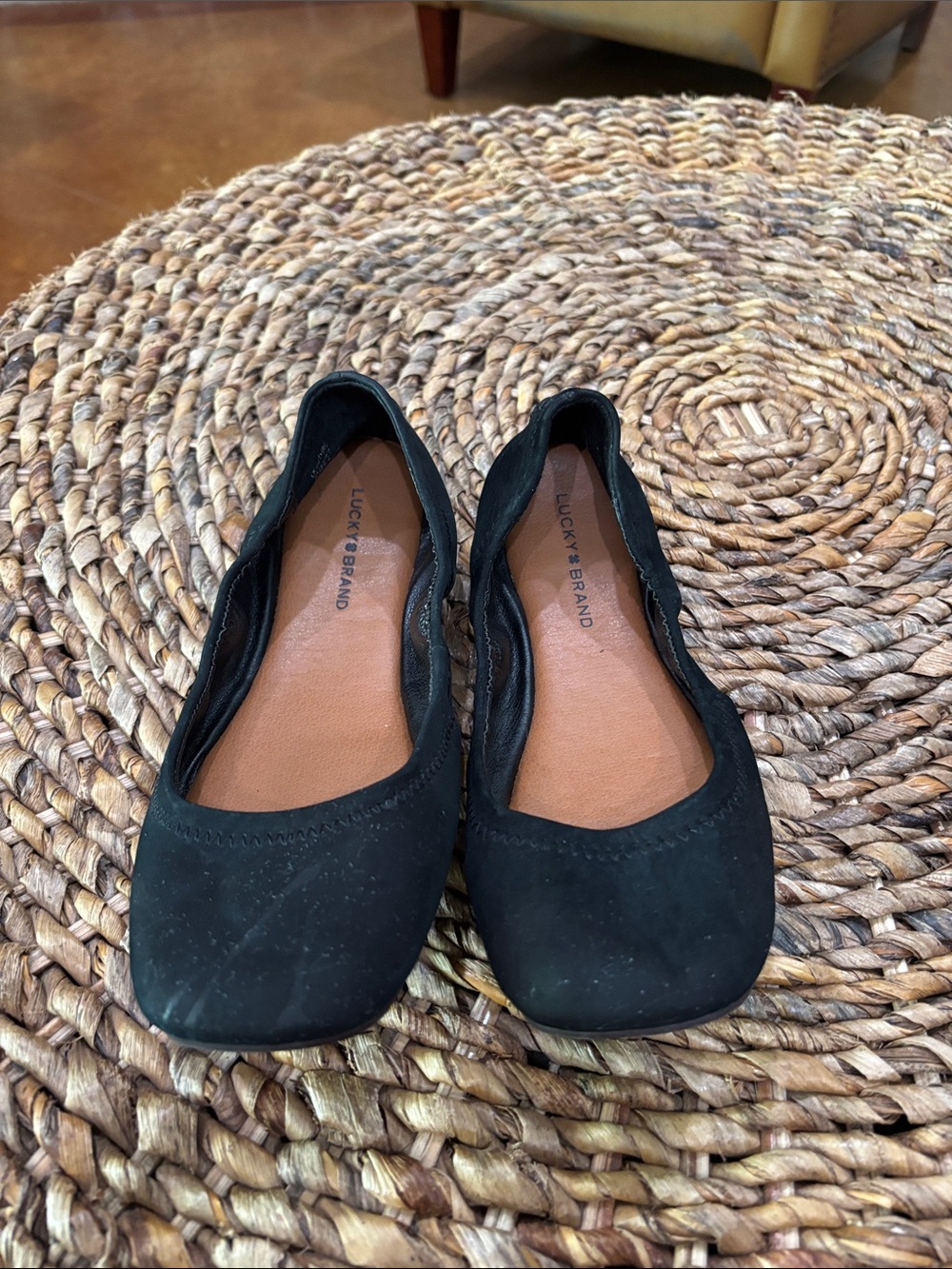 Lucky Brand Black Suede Slip-On Ballet Flats